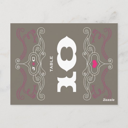 Roze & Grijs Rock 'n' Roll Muziek Thema Bruiloft Briefkaart (Achterkant)