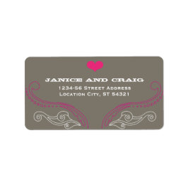 Roze & Grijs Rock 'n' Roll Muziek Thema Bruiloft Etiket