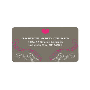 Roze & Grijs Rock 'n' Roll Muziek Thema Bruiloft Etiket