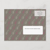 Roze & Grijs Rock 'n' Roll Muziek Thema Bruiloft Uitnodiging Briefkaart (Achterkant)