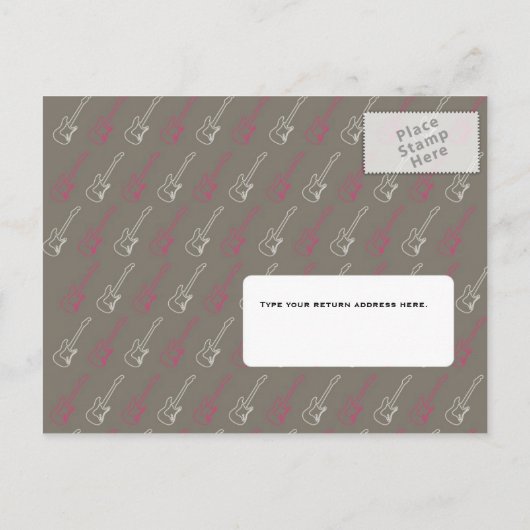 Roze & Grijs Rock 'n' Roll Muziek Thema Bruiloft Uitnodiging Briefkaart (Achterkant)