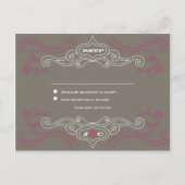 Roze & Grijs Rock 'n' Roll Muziek Thema Bruiloft Uitnodiging Briefkaart (Voorkant)