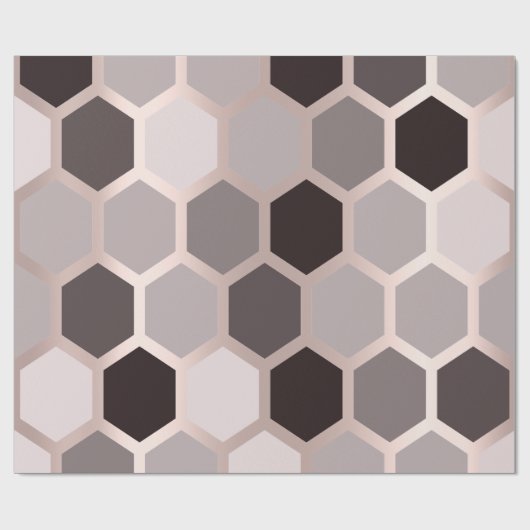 Roze Grijs Roos Gouden Geometrie Honingraat Hexago Cadeaupapier (Vlak)