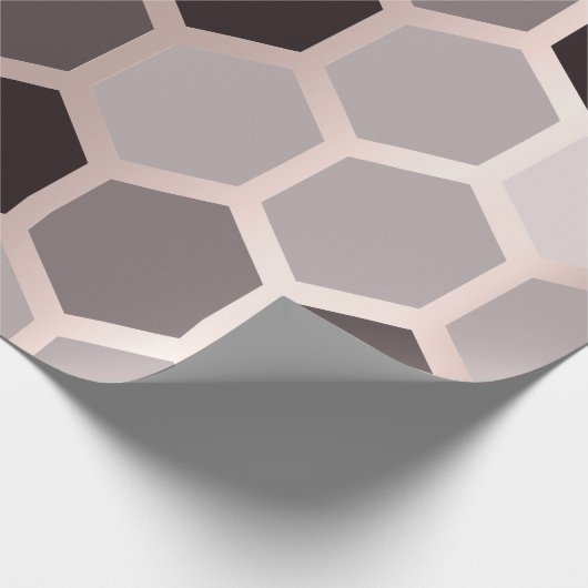 Roze Grijs Roos Gouden Geometrie Honingraat Hexago Cadeaupapier (Hoek)