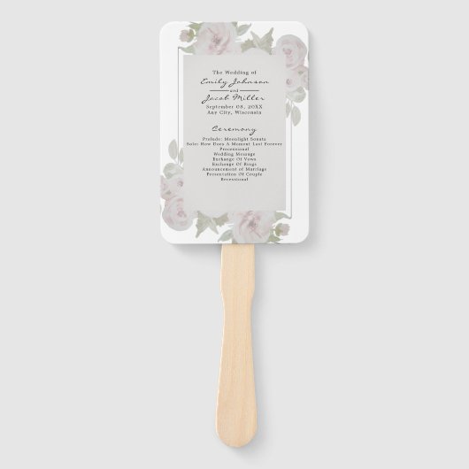 Roze Grijs Rozen Bloem Waterverf Program Handwaaier (Voorkant)