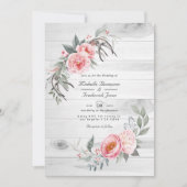 Roze & Grijs Rustieke Boheemse Bloemige QR Code Tr Kaart (Voorkant)