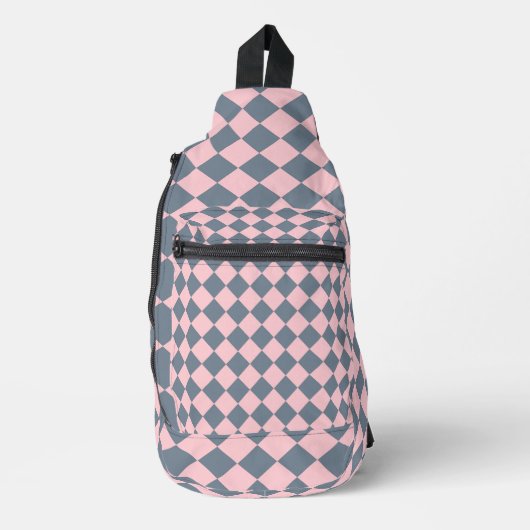 Roze Grijs Rut Diamant Patroon Sling Bag (Voorkant)