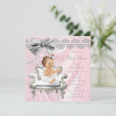 Roze Grijs Satijn Parel Stoel Baby shower Kaart (Staand voorkant)