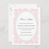   Roze & Grijs Save the Date Aankondigingskaart (Voorkant / Achterkant)