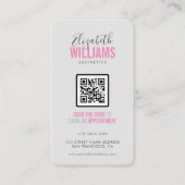 Roze Grijs Schoonheidssalon QR Code & Loyaliteit Visitekaartje (Voorkant)