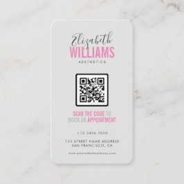 Roze Grijs Schoonheidssalon QR Code & Loyaliteit Visitekaartje