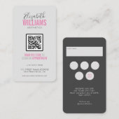 Roze Grijs Schoonheidssalon QR Code & Loyaliteit Visitekaartje (Voorkant / Achterkant)