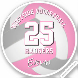 Roze Grijs Sport Team Kleuren Volleybalspeler Sticker