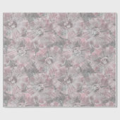 Roze, grijs, stijlvol, groot, bloemen, roze bloeme cadeaupapier (Vlak)