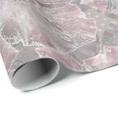 Roze, grijs, stijlvol, groot, bloemen, roze bloeme cadeaupapier (Rol Hoek)