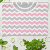 Roze Grijs Stip Chevron Theedoek (Gevouwen)