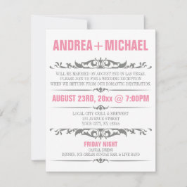 Roze & Grijs Trouwreceptie UITNODIGINGEN Alleen