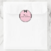 Roze & Grijs Vintage Chic Baby Shower Sticker (Tas)