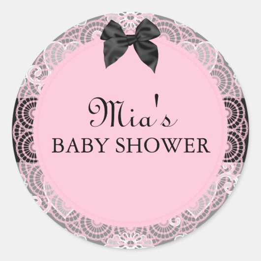 Roze & Grijs Vintage Chic Baby Shower Sticker (Voorkant)