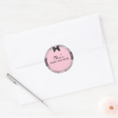 Roze & Grijs Vintage Chic Baby Shower Sticker (Envelop)