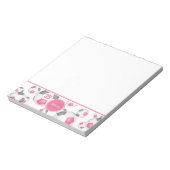 Roze grijs voetballen sport accent monogram notitieblok (Linkerzijde)