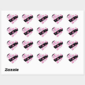 Roze grijs vogelpatroon cadeauaccessoire Hart Sticker (Vel)
