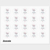 Roze & Grijs Waterverf Bloemen Kaars Zeep Biz Ronde Sticker (Vel)