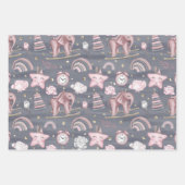 ROZE GRIJS WIT BABY MEISJE ITEMS & BLOEMEN INPAKPAPIER VEL (Voorkant 2)