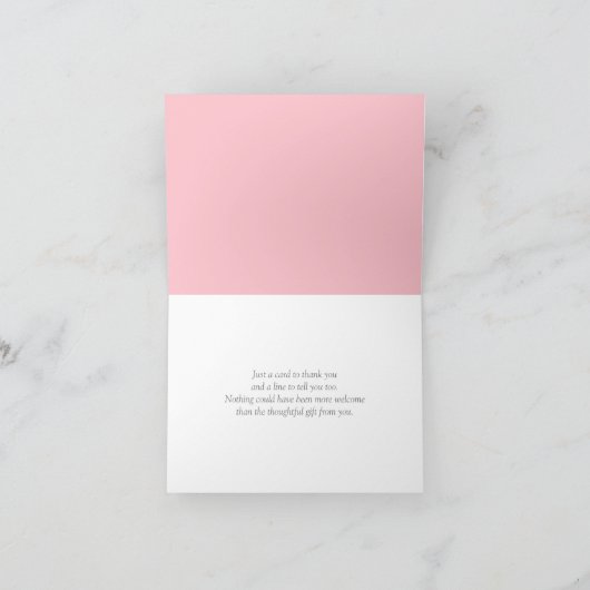 Roze, grijs, wit bloemen, chevron dankkaart bedankkaart (Binnen)