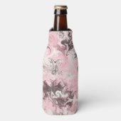 Roze grijs wit camo flesjeskoeler (Fles Voorkant)