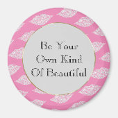 Roze Grijs Wit Diamant Lippen Magneet (Voorkant)