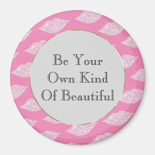 Roze Grijs Wit Diamant Lippen Magneet (Voorkant)