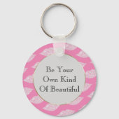 Roze Grijs Wit Diamant Lippen Sleutelhanger (Voorkant)