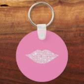 Roze Grijs Wit Diamant Lippen Sleutelhanger (Achterkant)