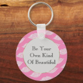 Roze Grijs Wit Diamant Lippen Sleutelhanger (Voorkant)