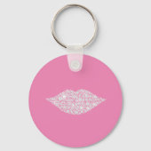 Roze Grijs Wit Diamant Lippen Sleutelhanger (Achterkant)