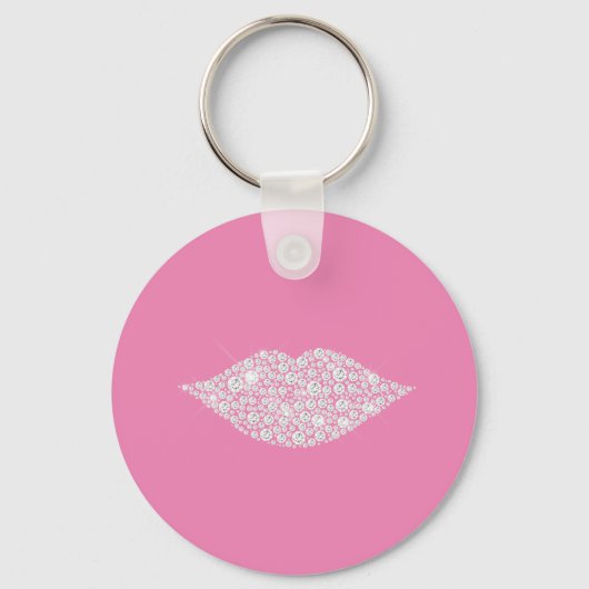 Roze Grijs Wit Diamant Lippen Sleutelhanger (Achterkant)