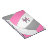 roze grijs wit gepersonaliseerd girale volleybal notitieboek (Rechterzijde)