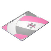 roze grijs wit gepersonaliseerd girale volleybal notitieboek (Linkerzijde)