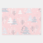 ROZE GRIJS WIT KERSTFEEST BOOM INPAKPAPIER VEL (Voorkant)
