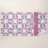Roze Grijs Wit Sportief Meisjes Custom Volleybal Strandlaken (Voorkant)