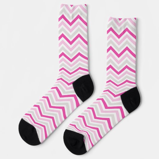 Roze, grijs, witte Chevron Stripe Sokken (Links)