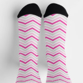 Roze, grijs, witte Chevron Stripe Sokken (Top)