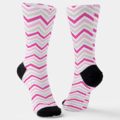 Roze, grijs, witte Chevron Stripe Sokken (Gebogen)