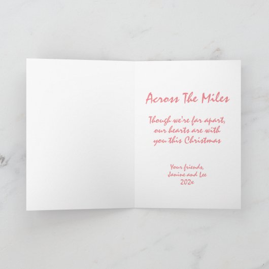  Roze Grijs Witte Huizen Kerst Kaart (Binnen)