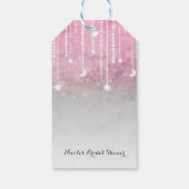 Roze Grijs Witte Maan & Sterren Hemelse Baby Showe Cadeaulabel (Achterkant)