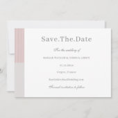 Roze grijs witte strepen Save The Date  Kaart (Voorkant)