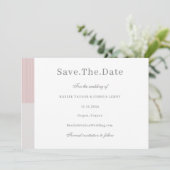 Roze grijs witte strepen Save The Date  Kaart (Staand voorkant)