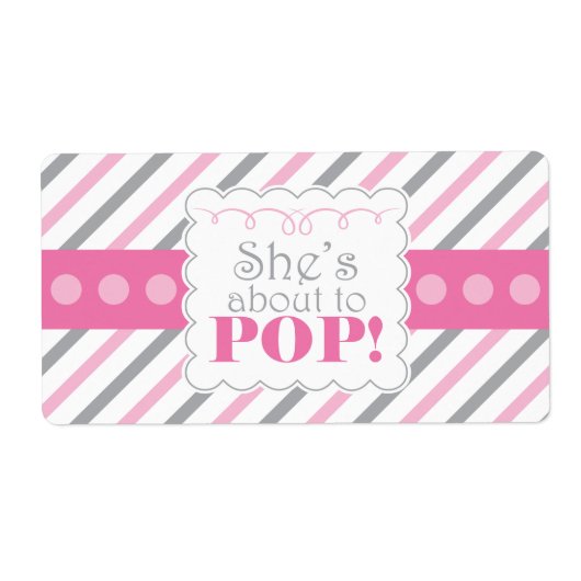 Roze & Grijs Ze staat op het punt om waterflesetik Etiket (Voorkant)