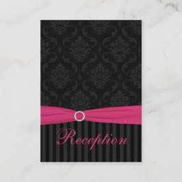 Roze, Grijs, Zwart Damast Gestreepte Behuizing Kaa Informatiekaartje